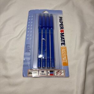 Vintage Paper Mate Erasermate 2001 Erasable Blue Ink Pen (New) Pack of 4